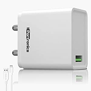 Portronics Adapto One,18W 3A Mach USB Charging Adaptor Comes with 1M Type C Cable Single Port Wall Charger for iPhone 11/Xs/Xs Max/Xr/X/8/7/6/Plus,Ipad Pro/Air 2/Mini 3/Mini 4,Samsung S4/S5,White