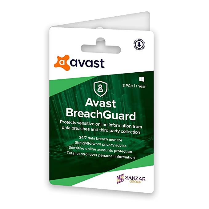 Avast BreachGuard (Data Privacy Security) (3 PC's | 1 Year) (Activation Card)