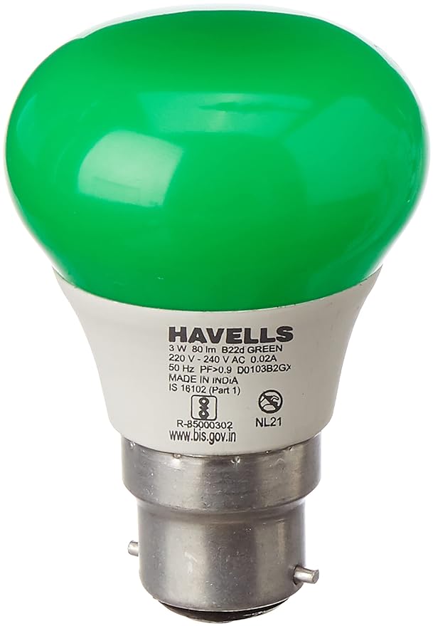 Havells LED ROJO 3W B22 GREEN LAMP