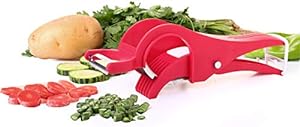 Ganesh Handy Vegetable Cutter with Peeler 2 in 1 Veg Cutter Stainless Steel 5 Sharp Blade Vegetable & Fruit Cutter for Kitchen