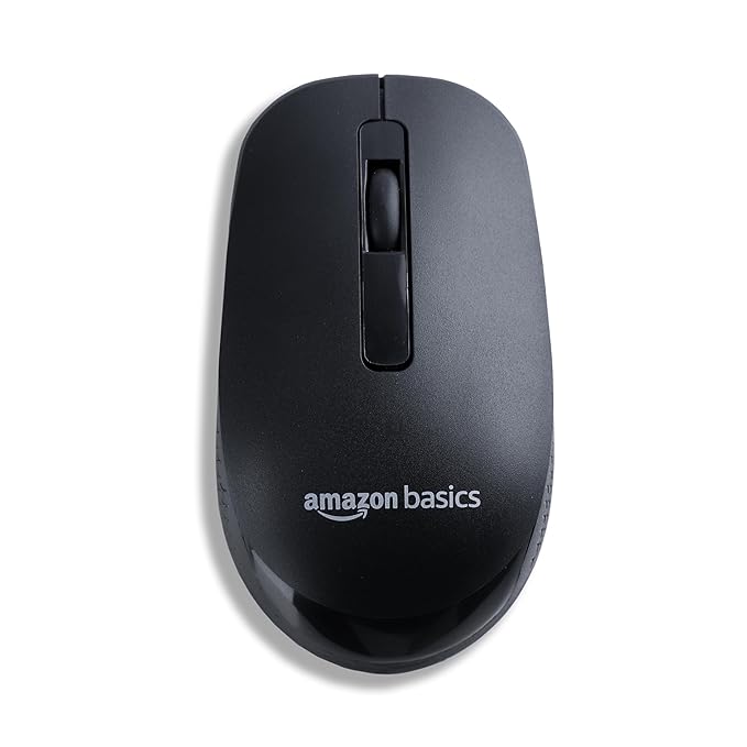 amazon basics Wireless Mouse | 2.4 Ghz with USB Nano Receiver | 1000 DPI Optical Tracking | Compatible with PC & Laptop (Black)