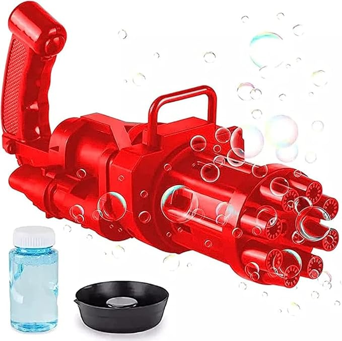 GRAPHENE 8 Hole Electric Gatling Bubble Gun for Kids with Soap Solution Indoor and Outdoor Toys for Toddlers Bubble Launcher Machine for Girls and Boys