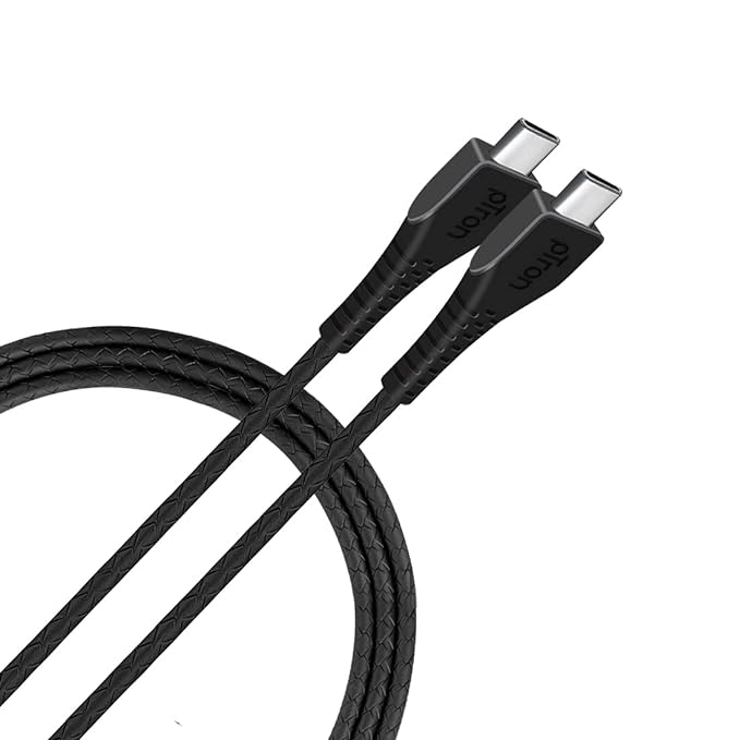 pTron Solero T351 Type-C to Type-C 3.5A Fast Charging Cable, Compatible with Android & iOS Phones/Tablets, 480Mbps Data Transfer Speed, Made in India & Tangle-free USB Cable (Round, 1M, Black)