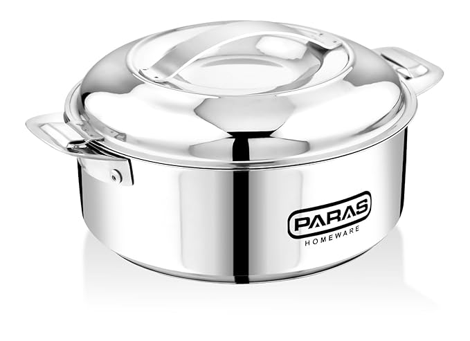 Paras Homeware Sigma Steel Casserole|Food Grade | Easy to Carry | Easy to Store For Rice, Gravy, Curry|5000ml