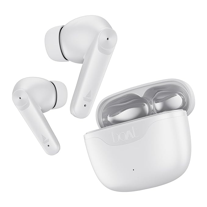 boAt Airdopes 207 TWS Earbuds with 50 hrs Playtime, Quad Mics with ENx Tech, ASAP Charging, IWP Tech, Beast Mode with 50 ms Low Latency, Bluetooth v5.3, USB Type-C Port & IPX5(Ivory White)