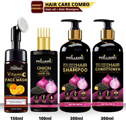 Phillauri Red Onion Healthy Hair care Kit with Face kit Combo Kit  (4 Items in the set)