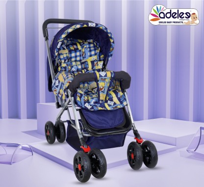 ODELEE Baby Adjustable backrest, 360ý Swivel Wheel , Reversible Handlebar Stroller  (3, Blue, Black)