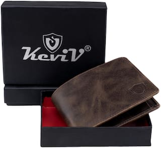 Keviv Men Brown Leather Bi-Fold Wallet