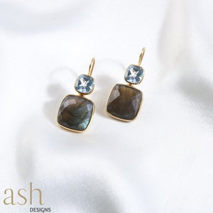 Cleopatra Labradorite and Blue Topaz earrings