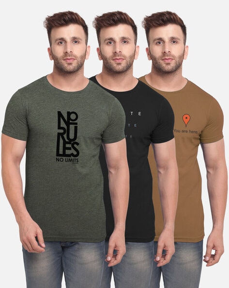 BULLMER - Pack of 3 Graphic Print Crew-Neck T-shirts