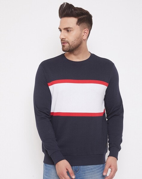 AUSTIN WOOD - Colourblock Round-Neck Sweatshirt