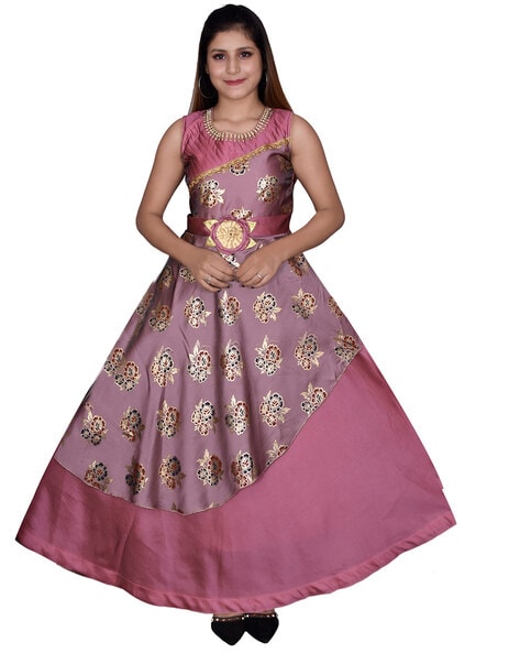 HIGH FAME - Round-Neck Floral Print Gown