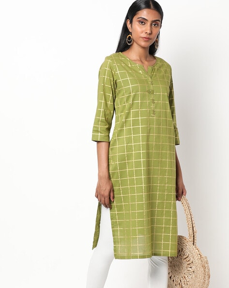 AVAASA MIX N' MATCH - Checked Straight Kurta
