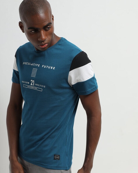 ALTHEORY - Typographic Print Crew-Neck Slim Fit T-shirt