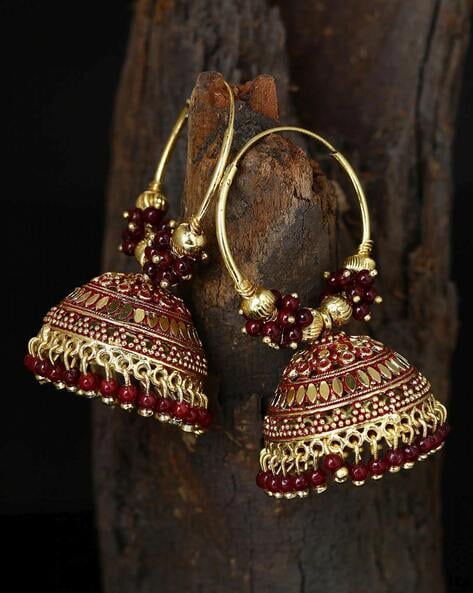 THE PARI - Gold-Plated Beaded Jhumka Earrings
