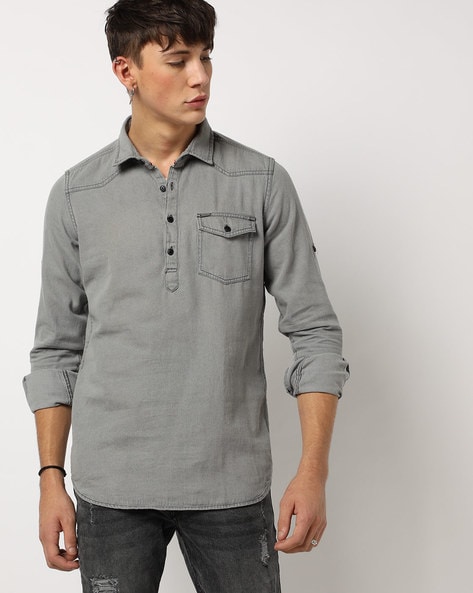 ECKO - Slim Fit Shirt with Spread Collar