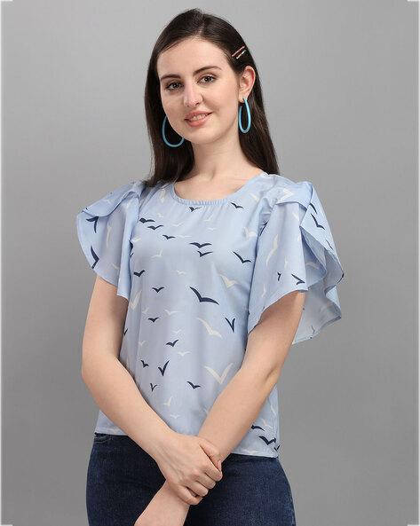 WEDANI - Animal Print Top with Butterfly Sleeves