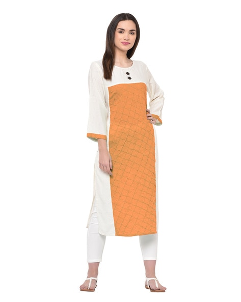 WEDANI - Speckled Straight Kurta with Contrast Panel
