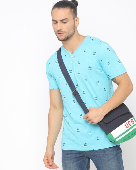 TEAMSPIRIT - Printed Henley T-shirt