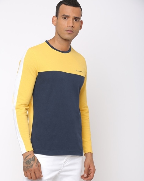 TEAMSPIRIT - Colourblock Crew-Neck T-shirt with Contrast Panels