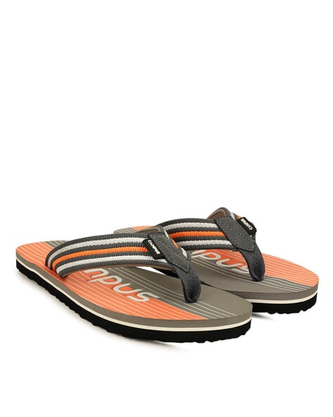 CAMPUS - Striped T-strap Flip Flops