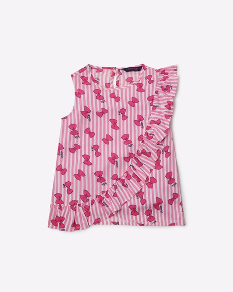 KG FRENDZ - Printed Top with Ruffled Panel