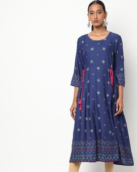 AVAASA MIX N' MATCH - Kasuthi Print Flared Kurta with Side Tie-Up