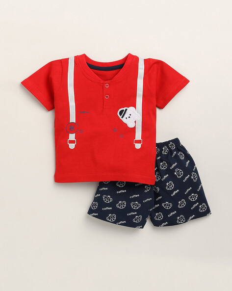 TOONYPORT - Embroidered Shorts & T-shirt Set