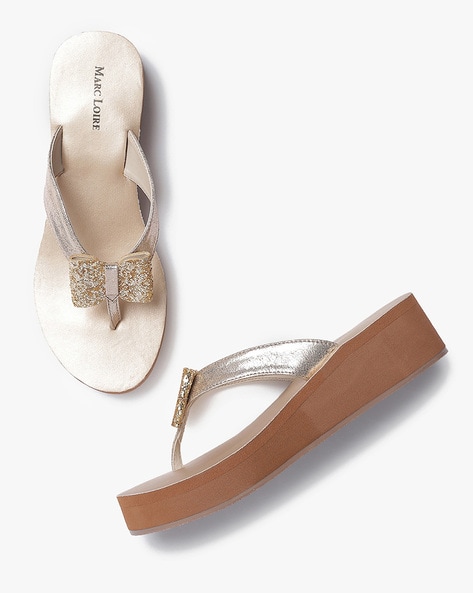 MARC LOIRE - Thong-Strap Platforms with Bow Accent