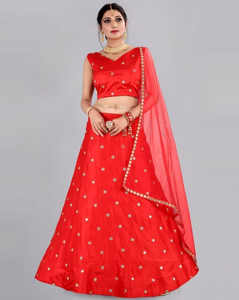 WARTHY ENT - Embellished Flared Lehenga Choli Set with Dupatta