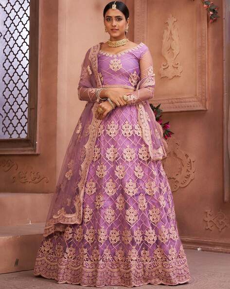 WARTHY ENT - Floral Embroidery Lehenga Choli Set with Dupatta