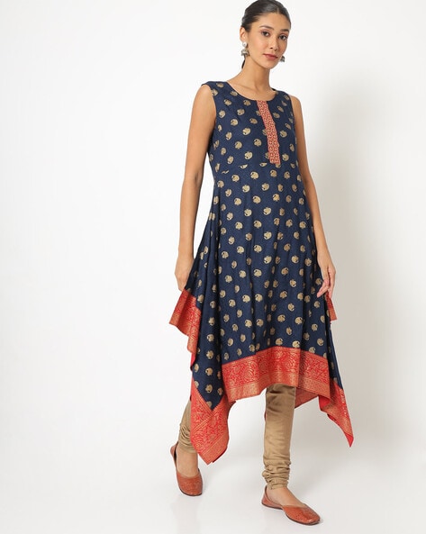 AVAASA MIX N' MATCH - Sleeveless Flared Kurta with Banarasi Motifs