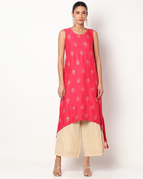 AVAASA MIX N' MATCH - Printed A-line Kurta with Dipped Hem