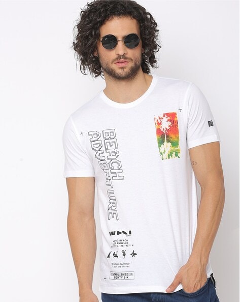 DNMX - Typographic Print Crew-Neck T-shirt