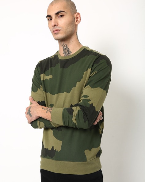 DNMX - Camouflage Print Crew-Neck Sweatshirt