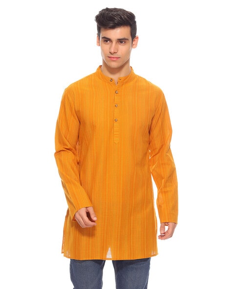 SHATRANJ - Striped Kurta with Band Collar
