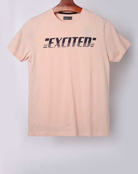 AJIO - Printed Slim Fit Crew-Neck T-shirt