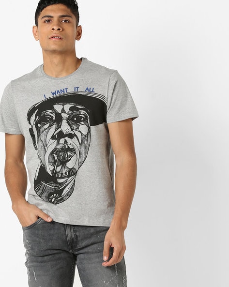 AJIO - Graphic Print Crew-Neck T-shirt