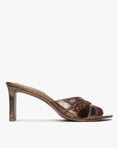 CATWALK - Embellished Slip-On Chunky Heeled Sandals
