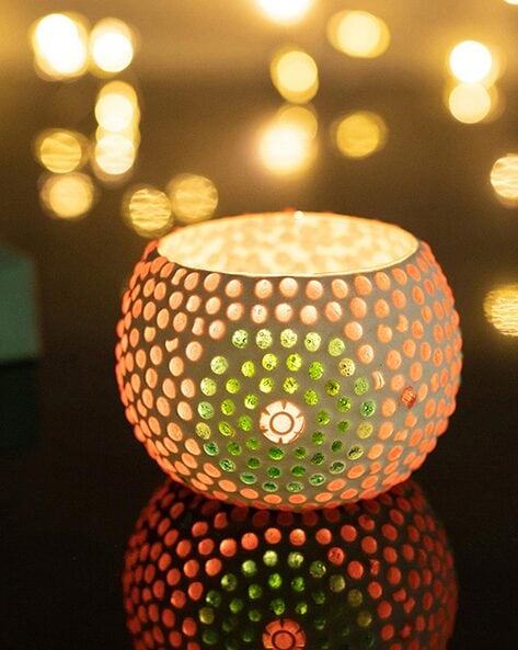 HOMESAKE - Set of 2 Moroccan Star Mosaic Candle Holder