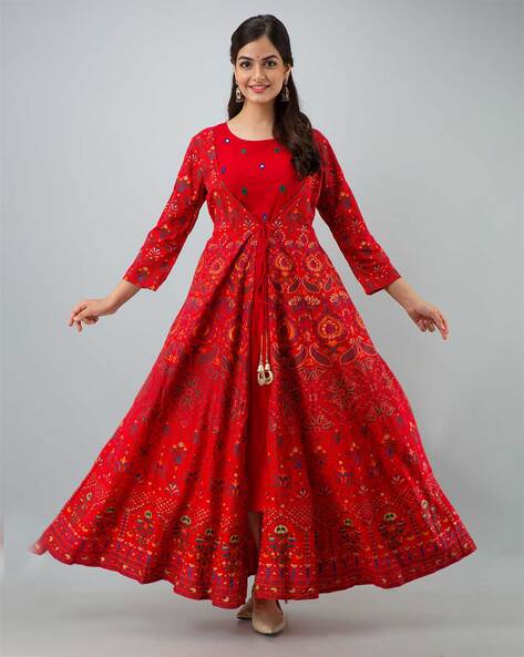 FTDIVA - Embellished Flared Dress with Front Slit