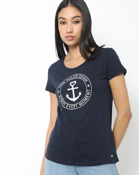 TOM TAILOR - Brand Print Crew-Neck T-shirt