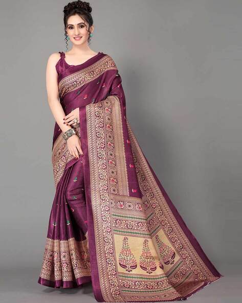 GORGONE - Paisley Print Mysore Silk Saree