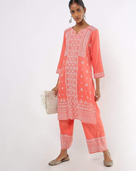 GLOBAL DESI - Printed Straight Kurta with Pants