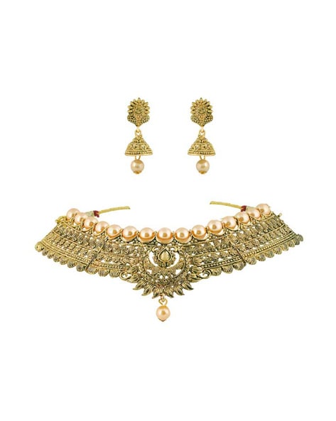 QUEEN BE - Gold Plated Beaded Chain Pendant Set