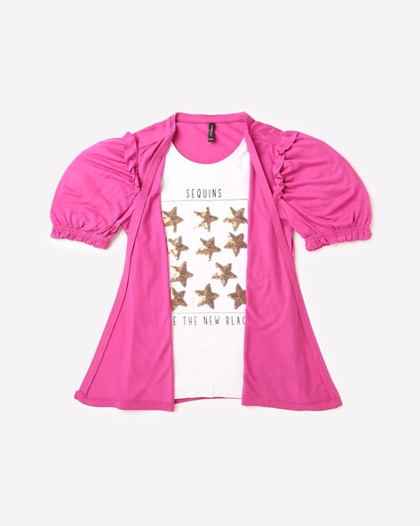 RIO GIRLS - Embellished Round-Neck Top