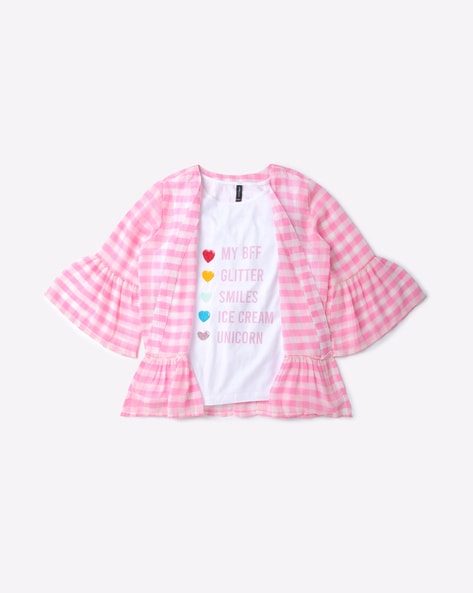 RIO GIRLS - Checked Round-Neck Top