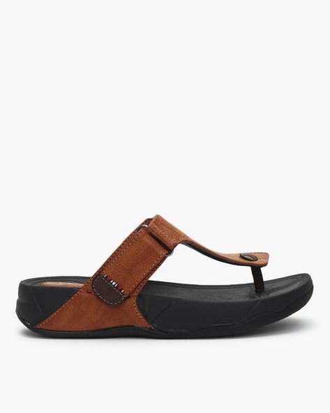 CARLTON LONDON - T-strap Flat Sandals with Velcro Fastening