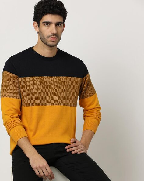 JOHN PLAYERS - Colourblock Slim Fit Crew-Neck Pullover