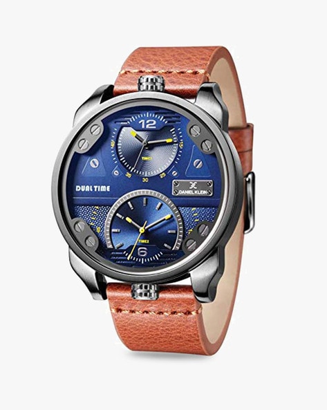 DANIEL KLEIN - DK11125-5 Dual Time Wrist Watch with Leather Strap